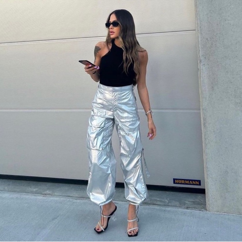 Zara Shiny Cargo Pants